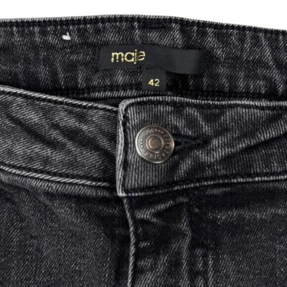 Maje High Rise Anthracite Straight Cut Jean With Raw Ripped Hem Size XL / 42 FR - Picture 5 of 9